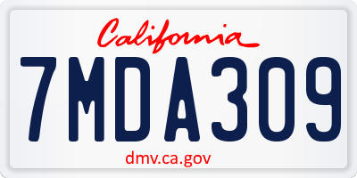 CA license plate 7MDA309