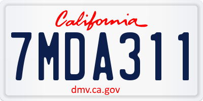 CA license plate 7MDA311