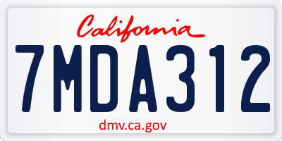 CA license plate 7MDA312