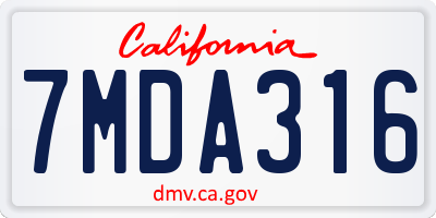 CA license plate 7MDA316