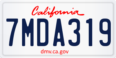 CA license plate 7MDA319