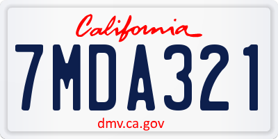 CA license plate 7MDA321