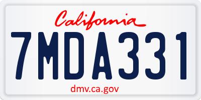 CA license plate 7MDA331