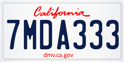 CA license plate 7MDA333