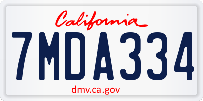 CA license plate 7MDA334