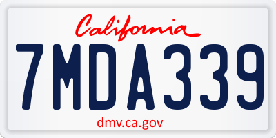 CA license plate 7MDA339