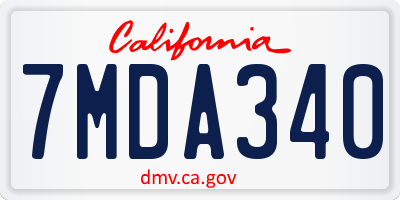 CA license plate 7MDA340