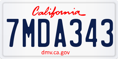 CA license plate 7MDA343