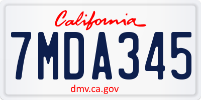 CA license plate 7MDA345