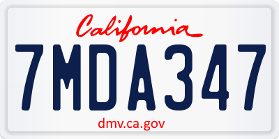 CA license plate 7MDA347