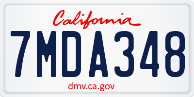 CA license plate 7MDA348