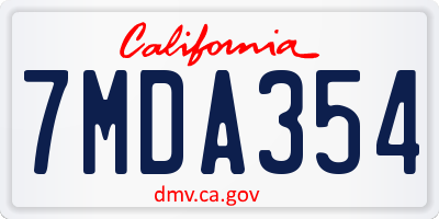 CA license plate 7MDA354