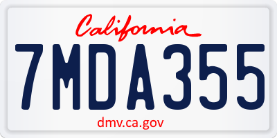 CA license plate 7MDA355