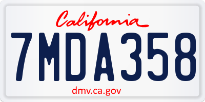 CA license plate 7MDA358