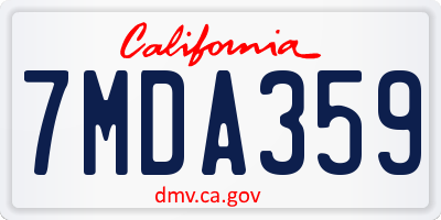 CA license plate 7MDA359