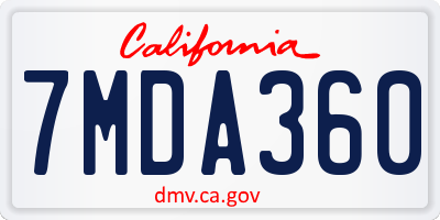 CA license plate 7MDA360