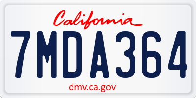 CA license plate 7MDA364