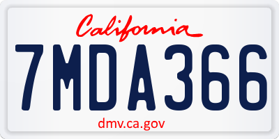 CA license plate 7MDA366