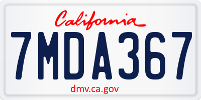 CA license plate 7MDA367