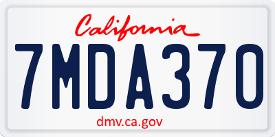 CA license plate 7MDA370