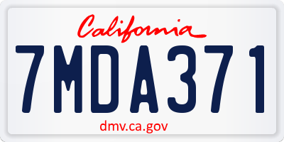 CA license plate 7MDA371