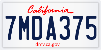 CA license plate 7MDA375