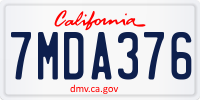 CA license plate 7MDA376