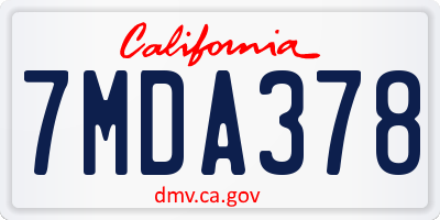 CA license plate 7MDA378