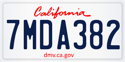 CA license plate 7MDA382