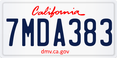 CA license plate 7MDA383