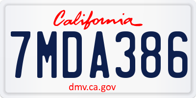 CA license plate 7MDA386