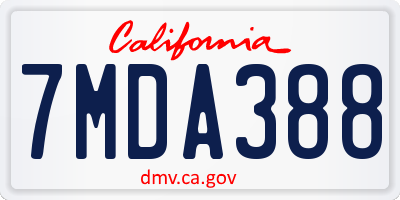 CA license plate 7MDA388