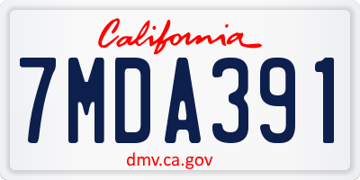CA license plate 7MDA391