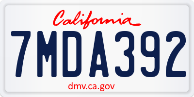 CA license plate 7MDA392