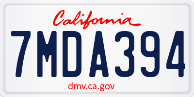 CA license plate 7MDA394