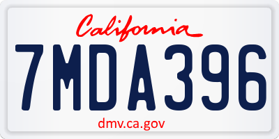 CA license plate 7MDA396