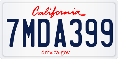 CA license plate 7MDA399