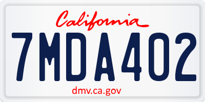 CA license plate 7MDA402