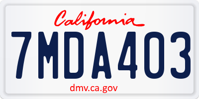CA license plate 7MDA403