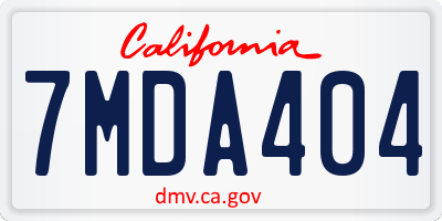 CA license plate 7MDA404
