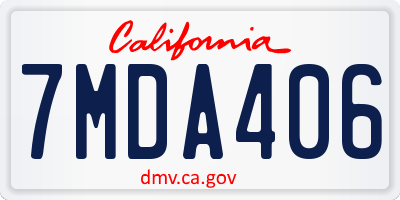 CA license plate 7MDA406