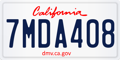 CA license plate 7MDA408