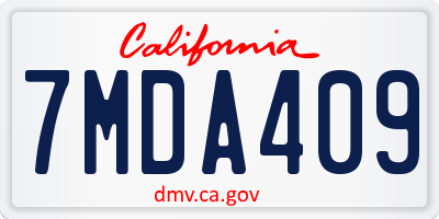 CA license plate 7MDA409