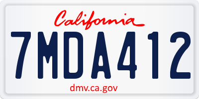 CA license plate 7MDA412