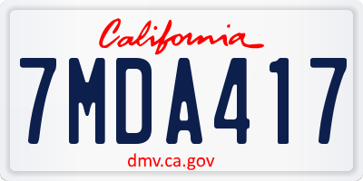CA license plate 7MDA417