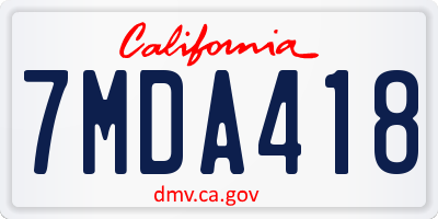 CA license plate 7MDA418