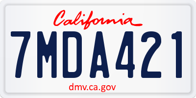 CA license plate 7MDA421