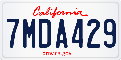 CA license plate 7MDA429