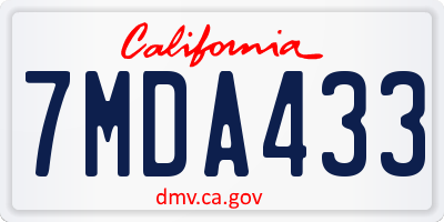 CA license plate 7MDA433