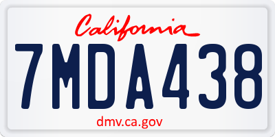 CA license plate 7MDA438